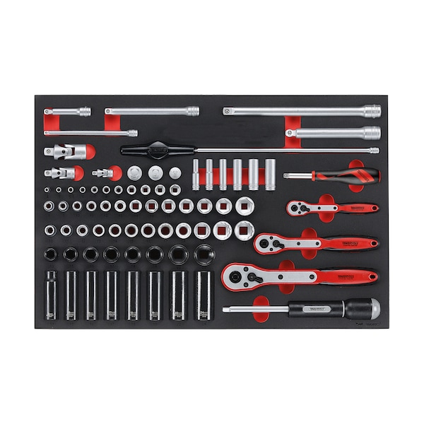 TTESK77 - 76 Piece Mixed Drive Socket Set 1/4, 3/8, 1/2 In